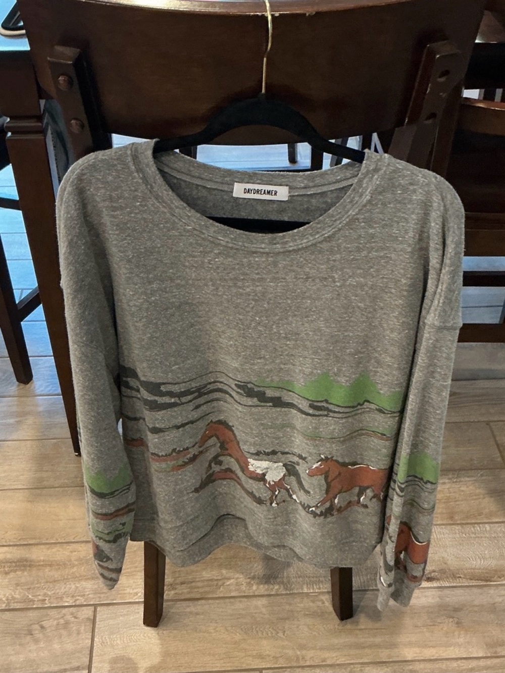 Free People Daydreamer Western Horses super soft crewneck sweater sweatshirt XL